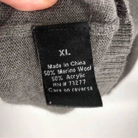 Apt. 9 Merino Wool‎ Sweater Mens XL Gray V Neck Pullover - Picture 6 of 9